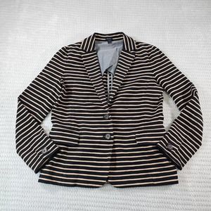 J Crew Blazer Womens XS Black & Brown Striped EUC